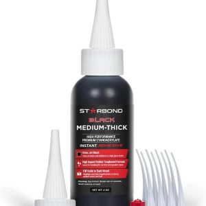 Starbond 2 oz. Black Medium-Thick CA Glue (Premium Cyanoacrylate Super Glue) Knot Filler 500 CPS Viscosity for Woodworking, Woodturning, Carpentry, Guitar, RC Hobby