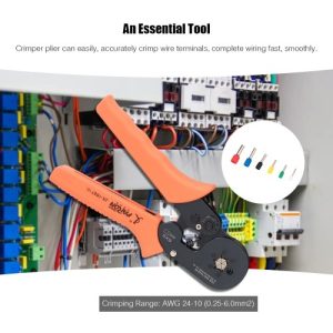 Crimping Tool Kit Includes 24-10 AWG Adjustable Ratchet Wire Crimper Plier 600pcs Insulated Wire Connectors Pin Terminals 40pcs Cable Ties