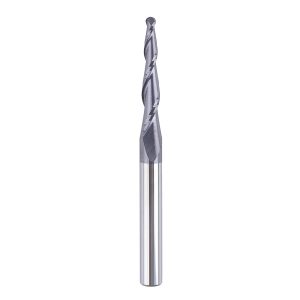 SpeTool W01012 CNC 2D and 3D Carving 3.02 Deg Tapered Angle Ball Nose 1.5mm Radius x 1/4" Shank x 1-1/4" Cutting Length x 3" Long 2 Flute SC TiAlN Coated Upcut Router Bit