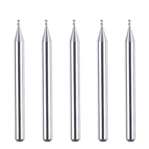 SpeTool A03006 5Pcs CNC SC Spiral Aluminum Cutting 1/32" Dia x 5/64" Cutting Length x 1/8" Shank x 1-1/2" Long 2 Flute Up Cut Router Bits