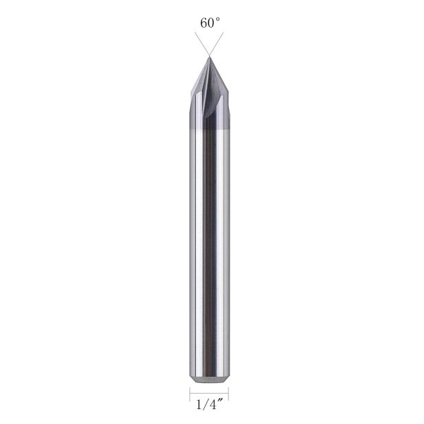 SpeTool W06006 Solid Carbide V Groove 60 Deg 1/4" Dia x 1/4" Shank x 2" Long 4 Flute TiAlN Coated Router Bit - Image 2