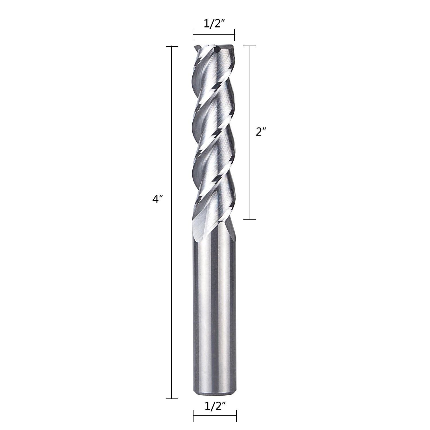 SpeTool A01001 CNC SC Spiral Aluminum Cutting 1/2" Dia x 2" Cutting Length x 1/2" Shank x 4" Extra Long 3 Flute Up Cut Router Bit - Image 2