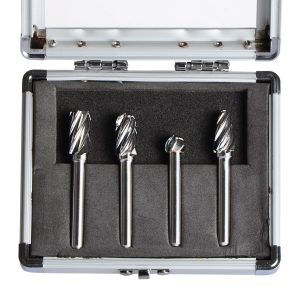 SpeTool O02001 Carbide Rotary Burr For Aluminum Cutting (Non-Ferrous) 1/4 inch shank 4Pcs/Pack