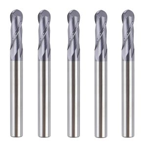 SpeTool M02002 5Pcs CNC SC Spiral for Steel, Stainless Steel Metal with TiAlN Coating 2-Flute 1/4" Dia x 1/4" Shank x 3/4" Cutting Length x 2-1/2" Long Ball Nose Up Cut End Mills