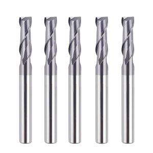 SpeTool M02003 5Pcs CNC SC Spiral for Steel, Stainless Steel with TiAlN Coating 2-Flute 1/4" Dia x 1/4" Shank x 3/4" Cutting Length x 2-1/2" Long Flat Top Up Cut End Mills
