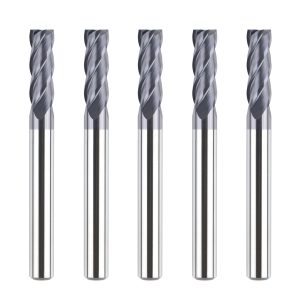 SpeTool M02006 5Pcs CNC SC Spiral for Steel, Stainless Steel Metal with TiAlN Coating 4-Flute 1/4" Dia x 1/4" Shank x 3/4" Cutting Length x 2-1/2" Long Flat Top Up Cut End Mills