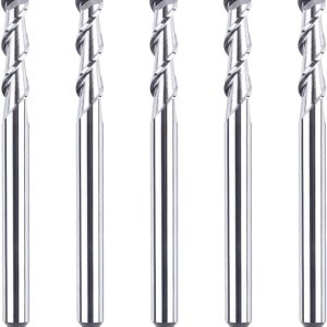 SpeTool A03002 5Pcs CNC SC Spiral Aluminum Cutting 1/8" Dia x 7/16" Cutting Length x 1/8" Shank x 1-1/2" Long 2 Flute Up Cut Router Bits