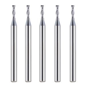 SpeTool M03006 5Pcs CNC SC Spiral for Steel, Stainless Steel with TiAlN Coating 2-Flute 1/16" Dia x 1/8" Shank x 3/16" Cutting Length x 1-1/2" Long Flat Top Up Cut End Mills