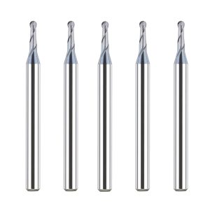SpeTool M03004 5Pcs CNC SC Spiral for Steel, Stainless Steel with TiAlN Coating 2-Flute 1/16" Dia x 1/8" Shank x 3/16" Cutting Length x 1-1/2" Long Ball Nose Up Cut End Mills