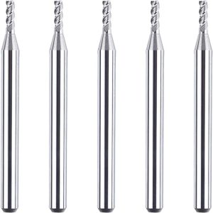 SpeTool A03003 5Pcs CNC SC Spiral Aluminum Cutting 1/16" Dia x 3/16" Cutting Length x 1/8" Shank x 1-1/2" Long 3 Flute Up Cut Router Bits