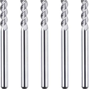 SpeTool A03004 5Pcs CNC SC Spiral Aluminum Cutting 1/8" Dia x 7/16" Cutting Length x 1/8" Shank x 1-1/2" Long 3 Flute Up Cut Router Bits