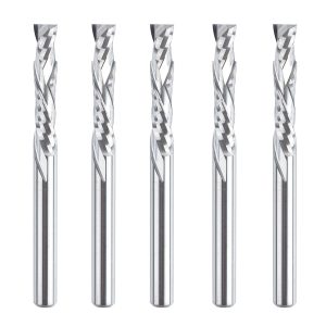 SpeTool W02005 5Pcs SC Compression Spiral 1/8" Dia x 1/8" Shank x 3/4" Cutting Length x 1-1/2" Long 2 Flute Router Bits