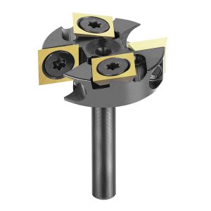 SpeTool W05004 ATS Coated Insert Mini Surfacing & Rabbeting Flycutter 2+2 Flute Design 1-1/4" Diameter x 1/4" Shank Router Bit