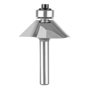 SpeTool W07030 Carbide Tipped Chamfer 45 Deg x 1-3/8" Dia x 7/16" Cutting Height x 1/4" SHK x 2-3/5" Overall Long Lower Ball Bearing Router Bit