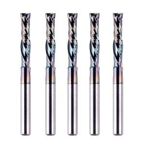 SpeTool W02005 5Pcs SPE-X Extra Tool Life Coated SC Compression Spiral 1/8" Dia x 1/8" Shank x 3/4" Cutting Length x 1-1/2" Long 2 Flute Router Bits