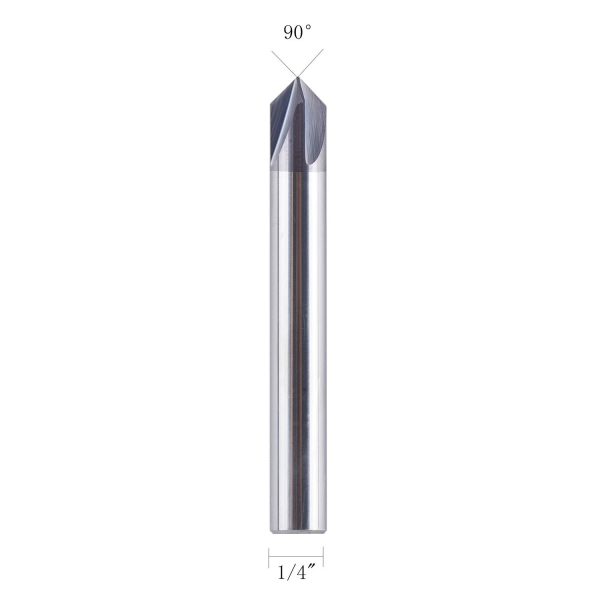 SpeTool W06007 Solid Carbide V Groove 90 Deg 1/4" Dia x 1/4" Shank x 2" Long 4 Flute TiAlN Coated Router Bit - Image 2