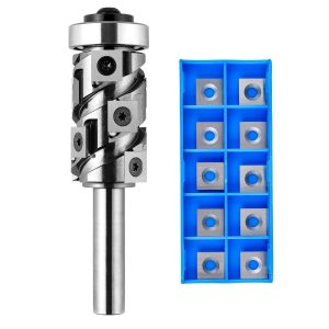 SpeTool Ranger Series W07019 & O01001 Carbide Insert Flush Trim with Bottom Bearing 32mm Dia x 1/2" Shank Template Router Bit with 10PCS Replaceable Carbide Inserts