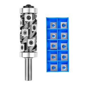 SpeTool Ranger Series W07020 & O01001 Carbide Insert Flush Trim with Top and Bottom Double Bearings 32mm Dia x 1/2" Shank Pattern Template Router Bit with 10PCS Replaceable Carbide Inserts