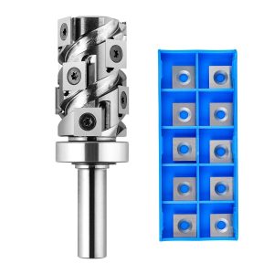 SpeTool Ranger Series W07037 & O01001 Carbide Insert Flush Trim with Top Bearing 32mm Dia x 1/2" Shank Template Router Bit with 10PCS Replaceable Carbide Inserts